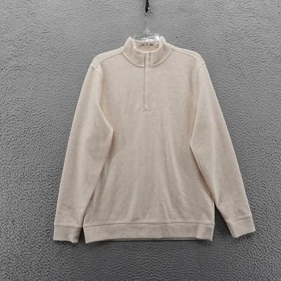Walter Hagen Mens Clubhouse Quarter Zip Pullover Sweater Cream Size Small NEW