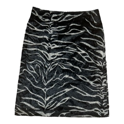 Vintage Sisley Benetton Faux Fur Zebra Print Y2K Skirt Size M