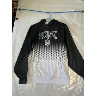Badger Sport Outlaw Wrestling Hoodie Youth XL Black White Gradient Viking Mascot