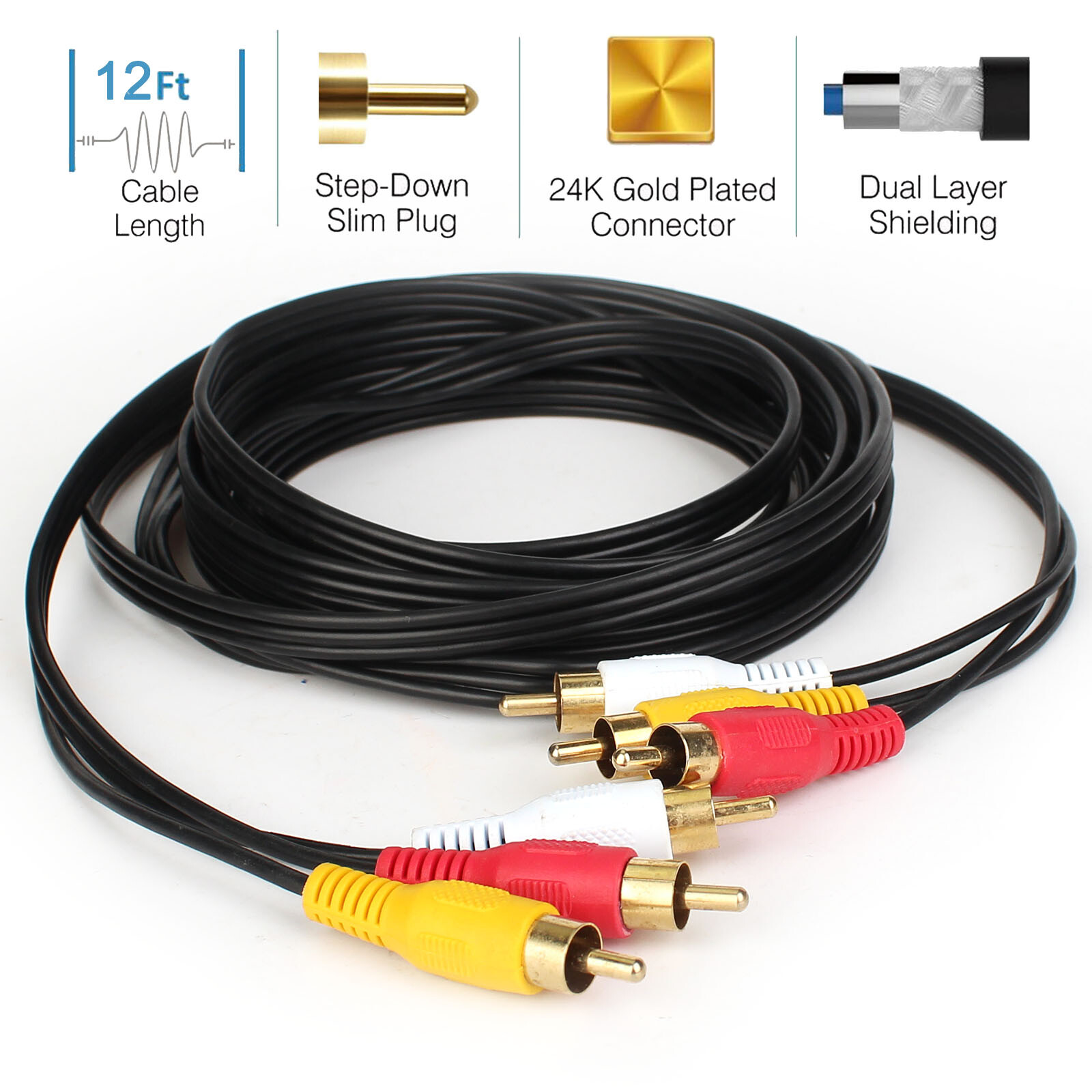 Ekon Cavo YUV Component RGB RCA, 1.5 Metri, Maschio Maschio, Rosso - Foto 3