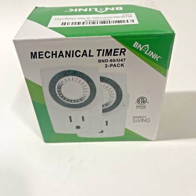 BN-LINK BND-60/U47 Indoor Mini 24 Hr Mechanical Outlet Timer 3-Prong 2 Pack NIB