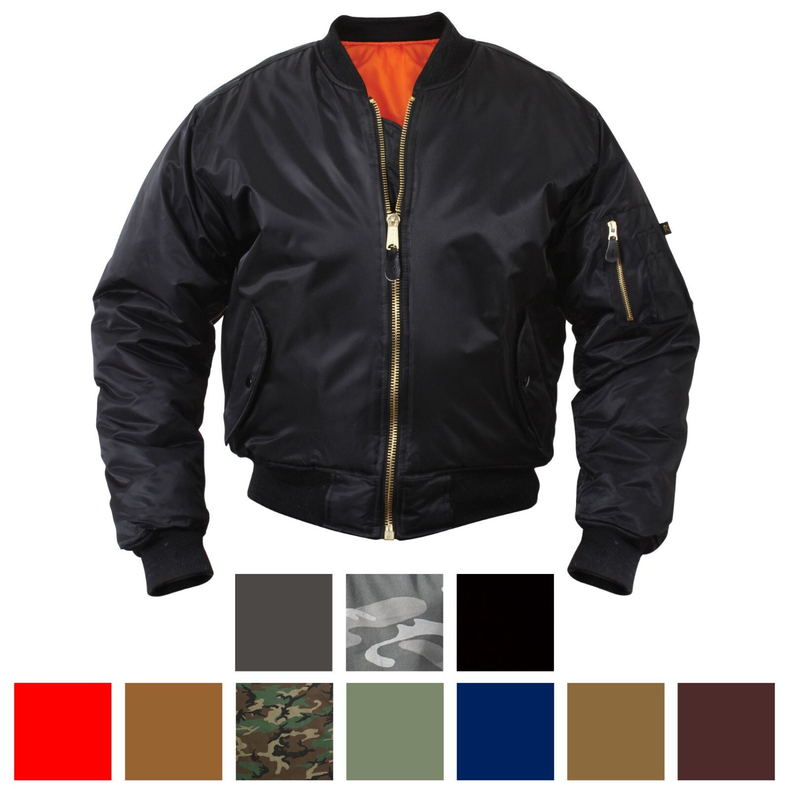 ジャケット・アウター 0Os ROTHCO reversible ma-1 flight Jkt MA-1 Flight Jacket Military Bomber Coat Reversible Orange