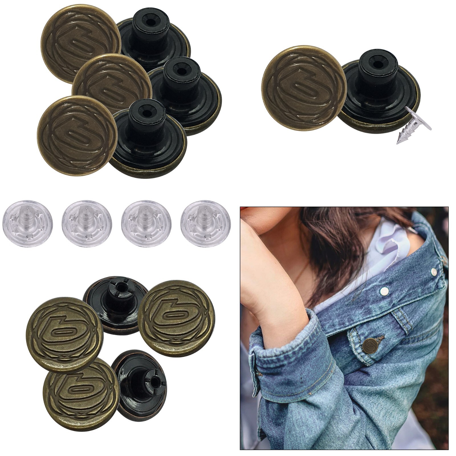 17mm Hammer Auf Jeansknöpfe Bronze Denimjacke Ersatzknopf 10/100 Stück