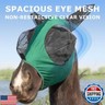 Stretchy Menjo Outdoors Horse Fly Mask with Ears, UV Protection for Horses, Breathable Comfortable Forest Green Fly Mask Suitable for Quarter Horses, Warmbloods, Draft Horses Thoroughbreds 15-17 Hands