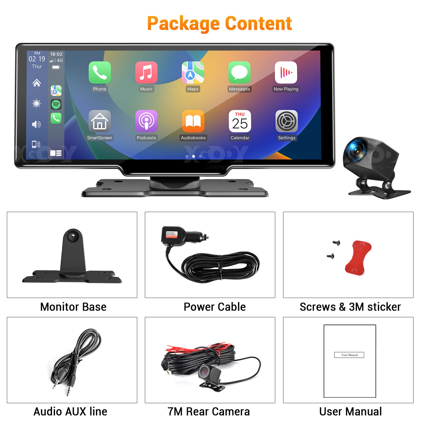 XGODY 2.5K 10.26" Car Stereos Radio Android Auto CarPlay WIFI Dash Cam 64GB Card