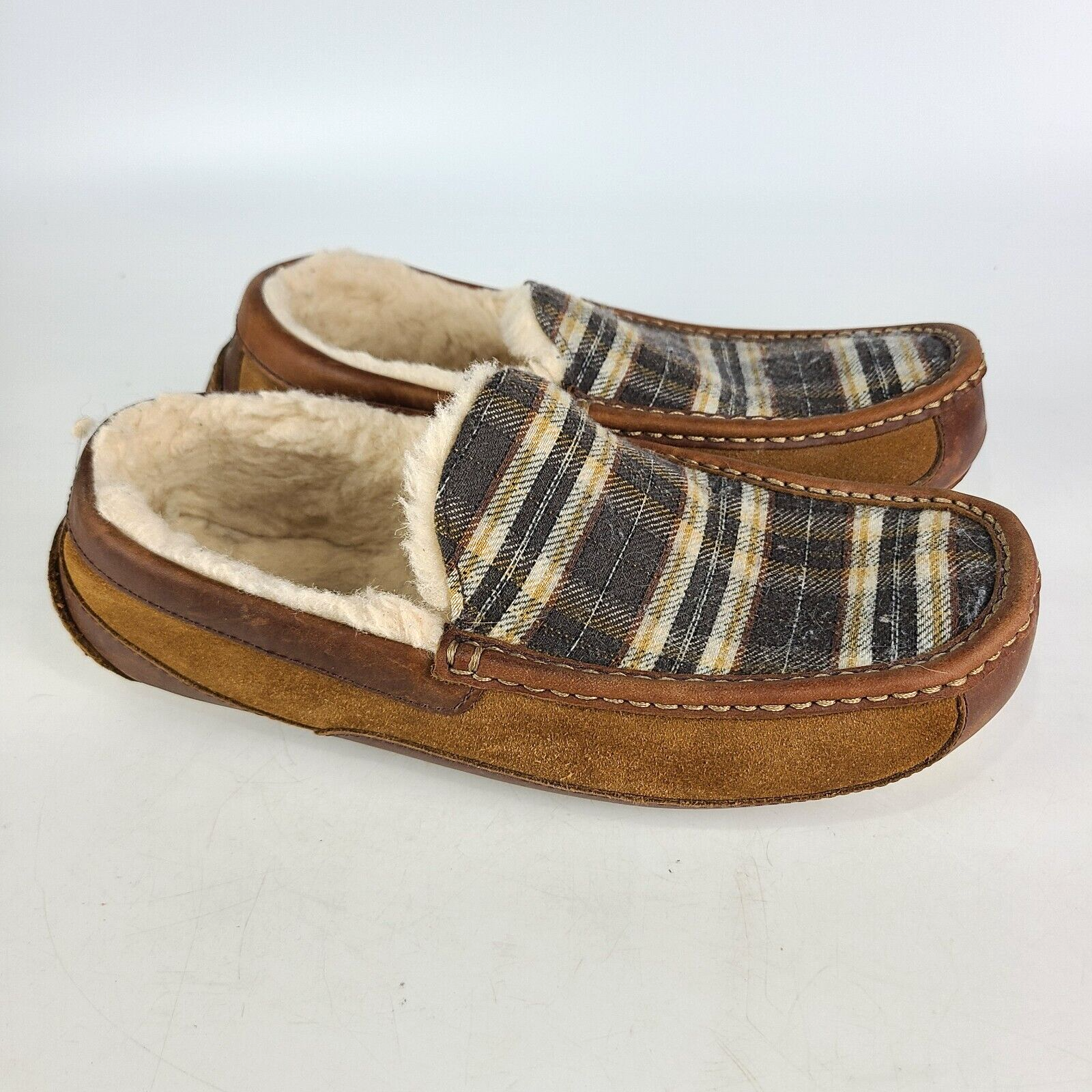 Ugg Pendleton Men's Brown Leather Shearling Lined Slipper Shoe Size: 12