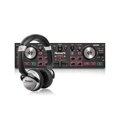 Numark DJ2GO2 Touch Bundle – Compact 2 Deck USB DJ Controller for Serato D