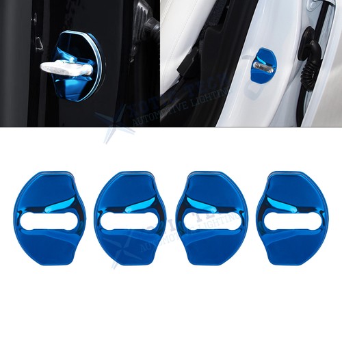 Sporty Blue Door Lock Latches Cover Protector Replacement For Tesla Model 3 Y
