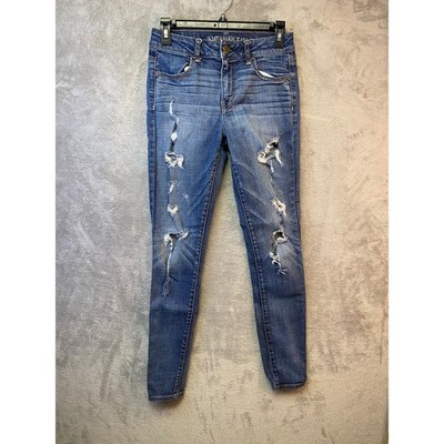 American Eagle Hi-Rise Jegging Distressed Skinny Jeans Blue Size 4 Regular