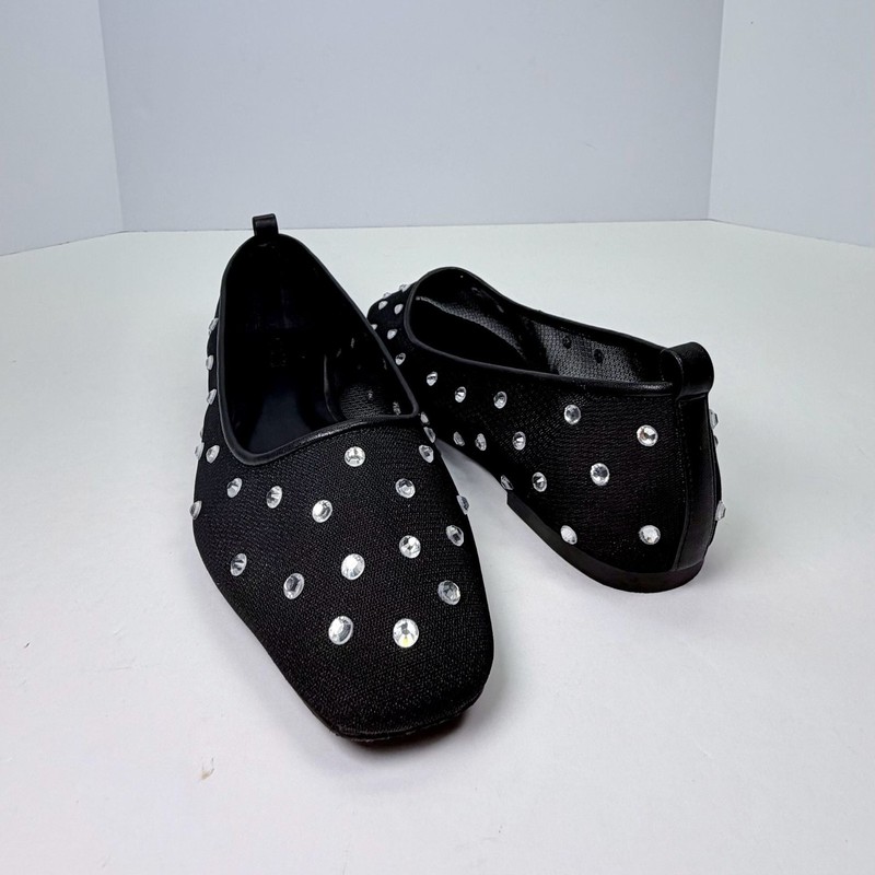 Open Edit Lennox Rhinestone Embellished Mesh Ballet Flats 8.5