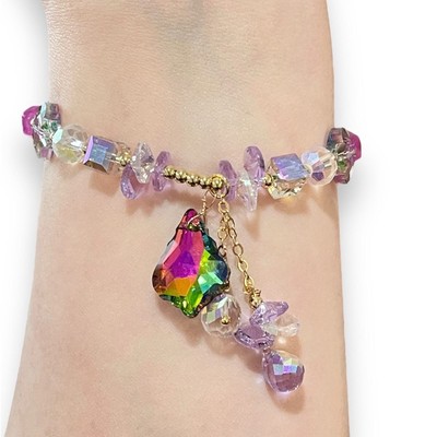 Hot Pink Swarovski Beaded Bracelet