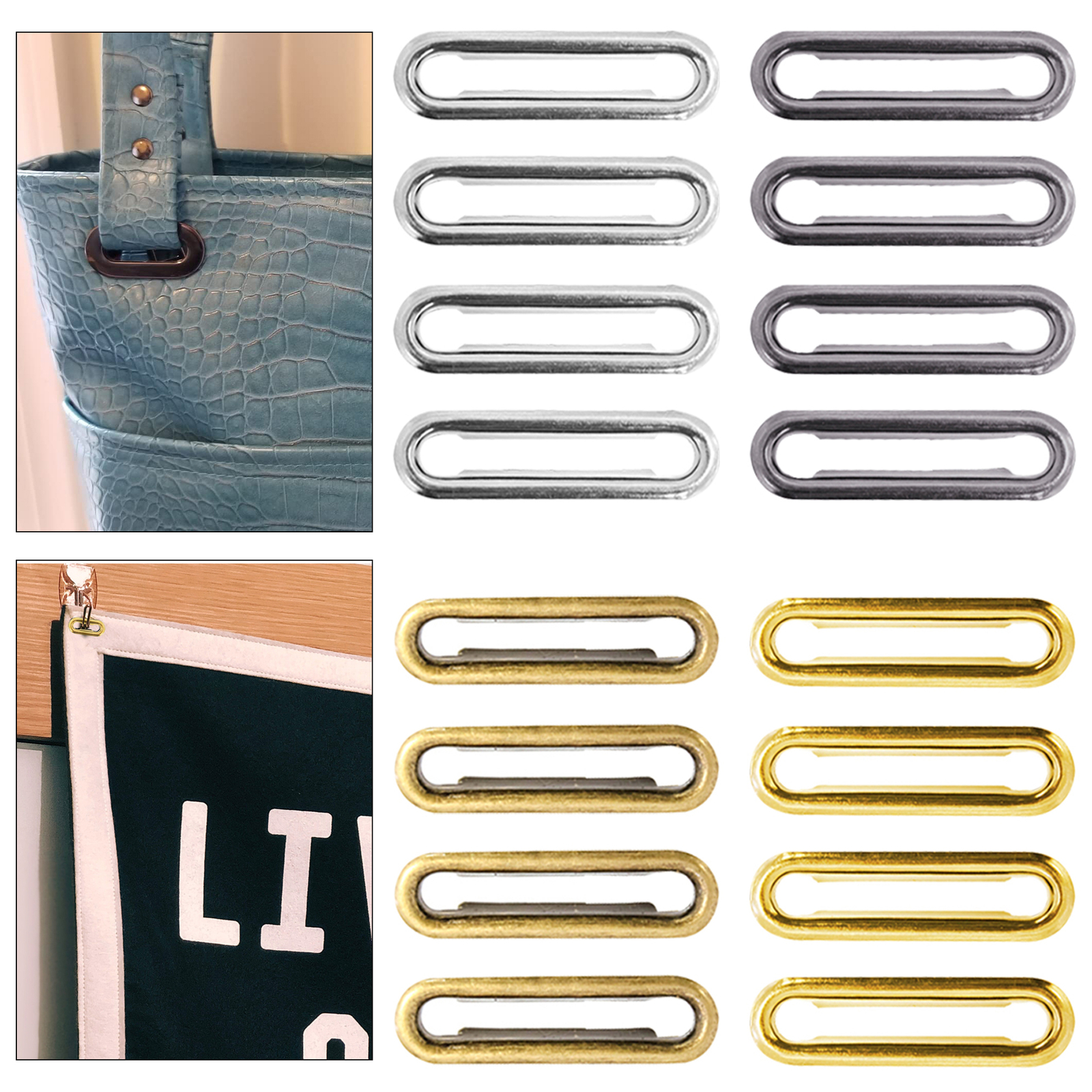 50-100 Oval Eyelet with Washer Brass Grommet for Leather Craft Repair Bag Banner