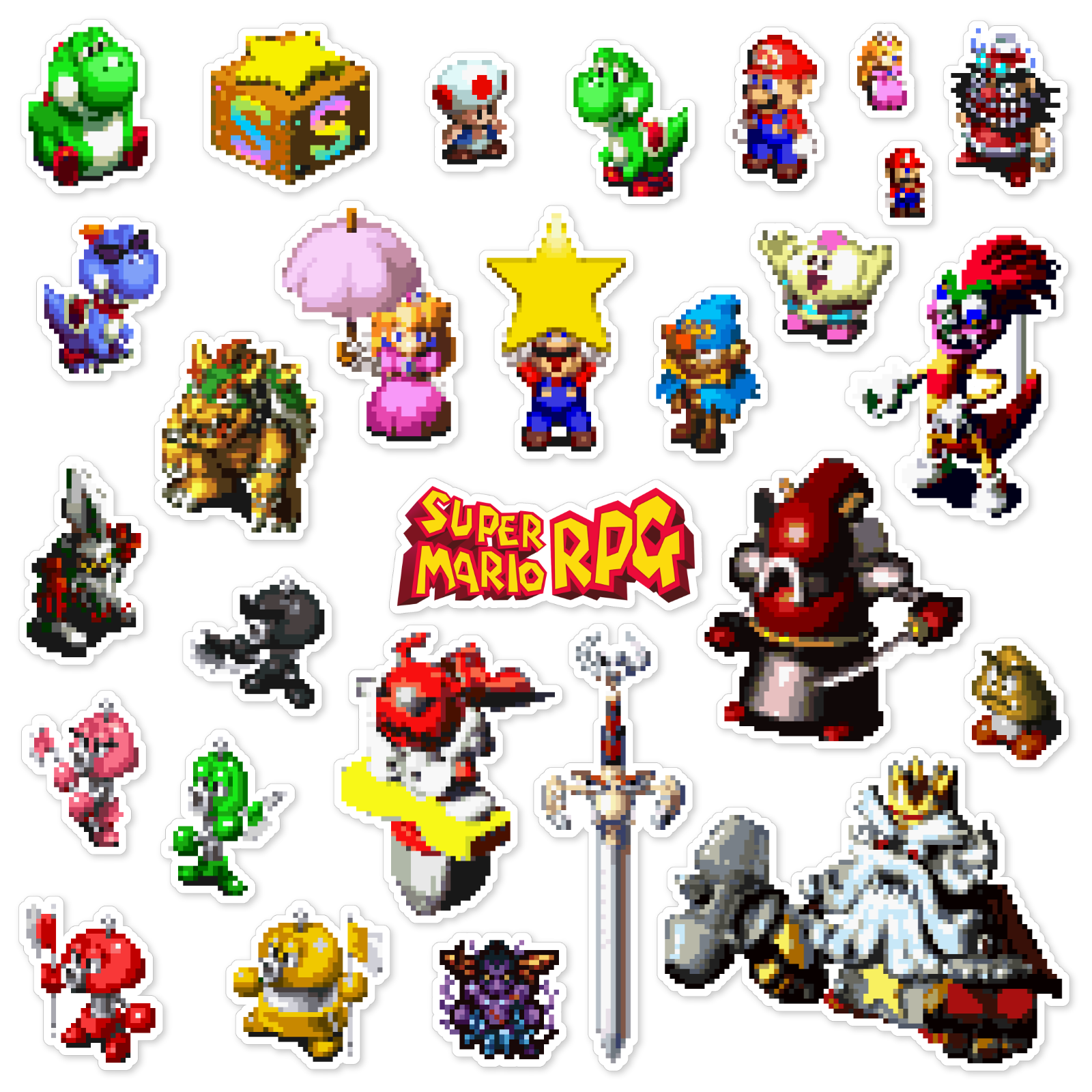 【世界限定30枚】ジゼル トレカ supermates RPGỈ Super Mario RPG Stickers Super Nintendo SNES Pixel Art 28