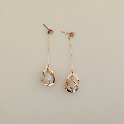 Twisted Lock Clear Sphere Drop Earring Gold Plated Sterling Silver Drop Earring