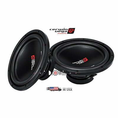 2x CERWIN-VEGA XED12V2 1000W 12'' 4-Ohm Max Shallow Sub Power Handling XED Series