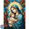 SENQAO Virgin Mary Diamond Painting Kits for Adults, Stained Glass Jesus Diamond Art for Beginners, Round 5D Paint with Diamonds Pictures Gem Art Painting Kits DIY Adult Crafts Kits 12x16inch