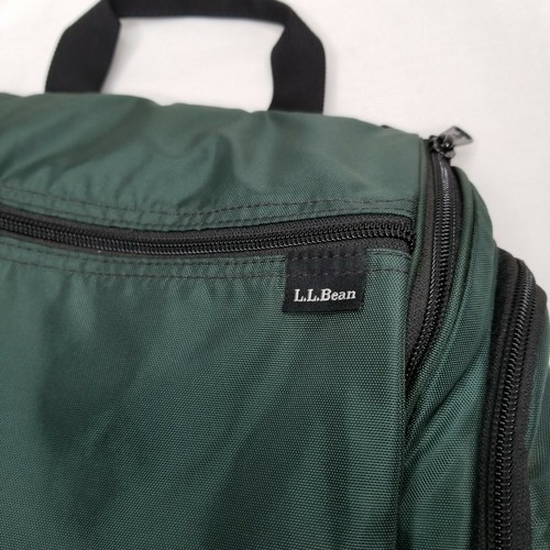 LL Bean Travel Toiletry Bag Green Hanging Medium Multiple Pockets Mirror