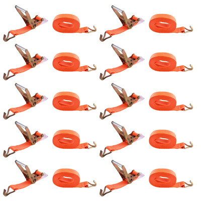 10 Spanngurte mit Ratsche + Haken 2-teilig. 5t 5000kg 8m Orange