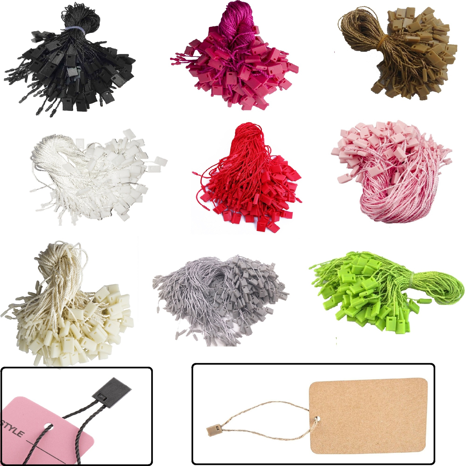 17.8cm Hängen Tag Nylon Saiten Snap Schloss Pin Schlaufenbefestigung Haken Tie