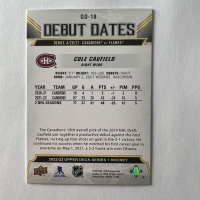 2022 Upper Deck Series 1 #DD-18 Cole Caufield Debut Dates