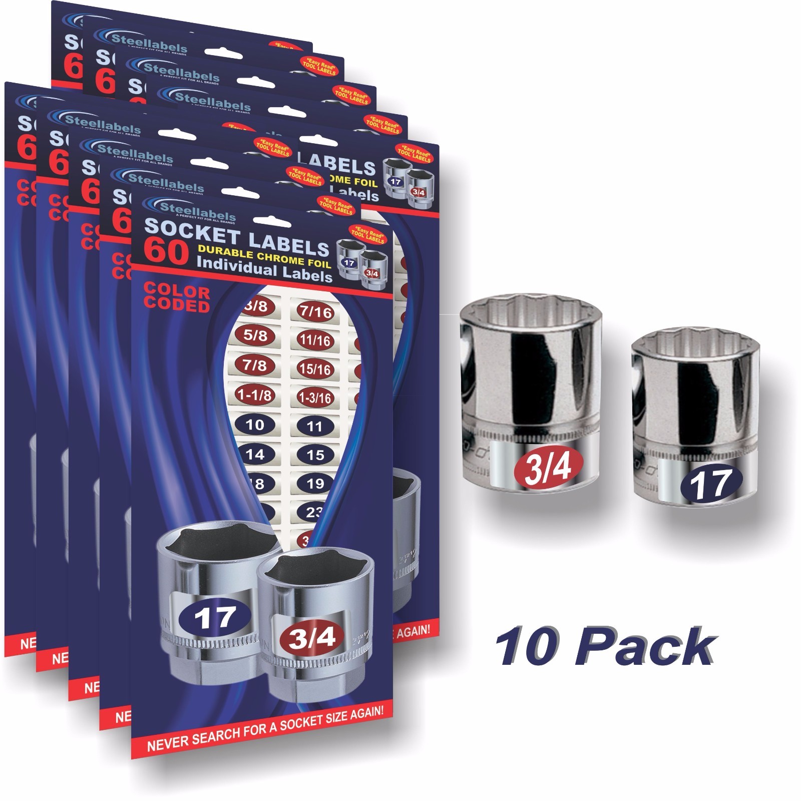 10 For 25 Deal Socket Labels Tough Chrome Foil Labels For Sockets