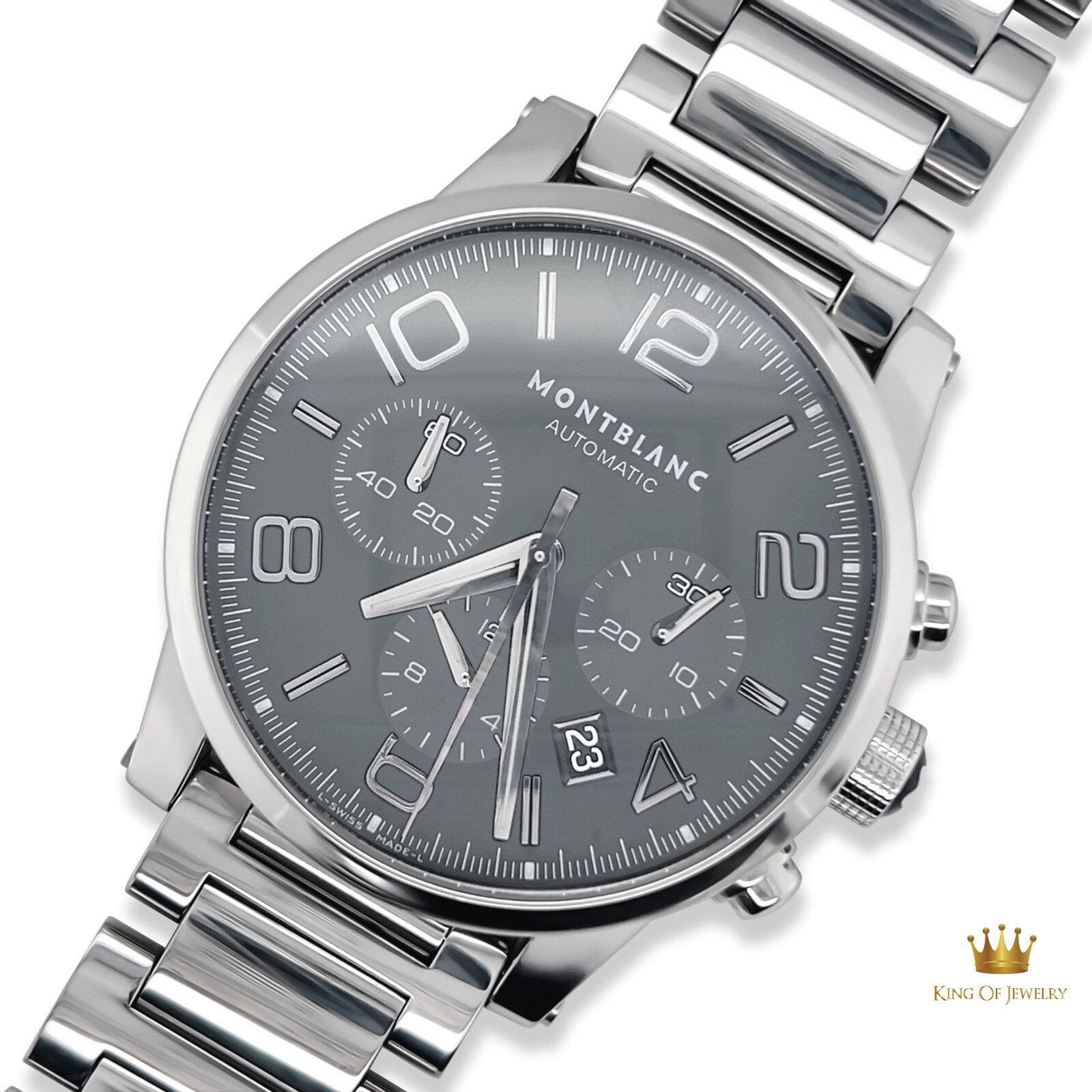 montblanc 334 1/2 グレーマーブル New Montblanc Bracelet Grey Braided Leather/Steel Carabiner 60 (S