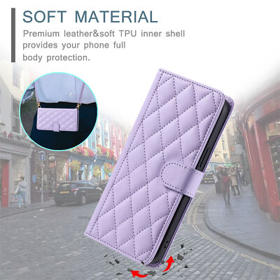 For iPhone 15 Pro Max 14 13 12 11 XR Flip Folio Card Wallet Women Crossbody Case