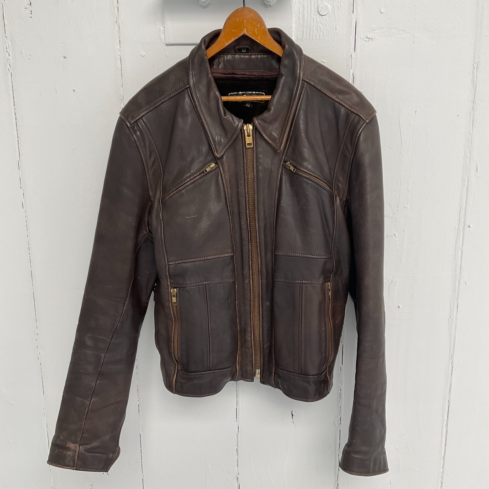 Vintage Steinmark Brown Leather Motorcycle Jacket Fuzzy Vintage Steinmark Brown Leather Motorcycle Jacket Fuzzy