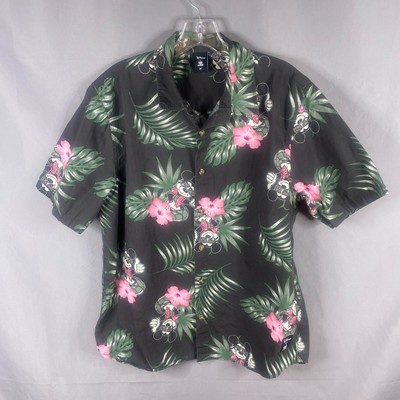 Disney Collection Neff Mens Hawaiian Shirt Medium Mickey Mouse Aloha Camp Cotton