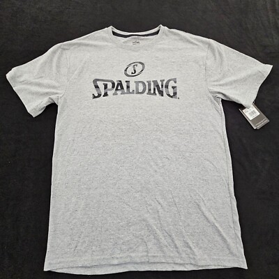 Spalding True to the Game Gray Short Sleeve Cotton Blend Logo T-Shirt Men's L
