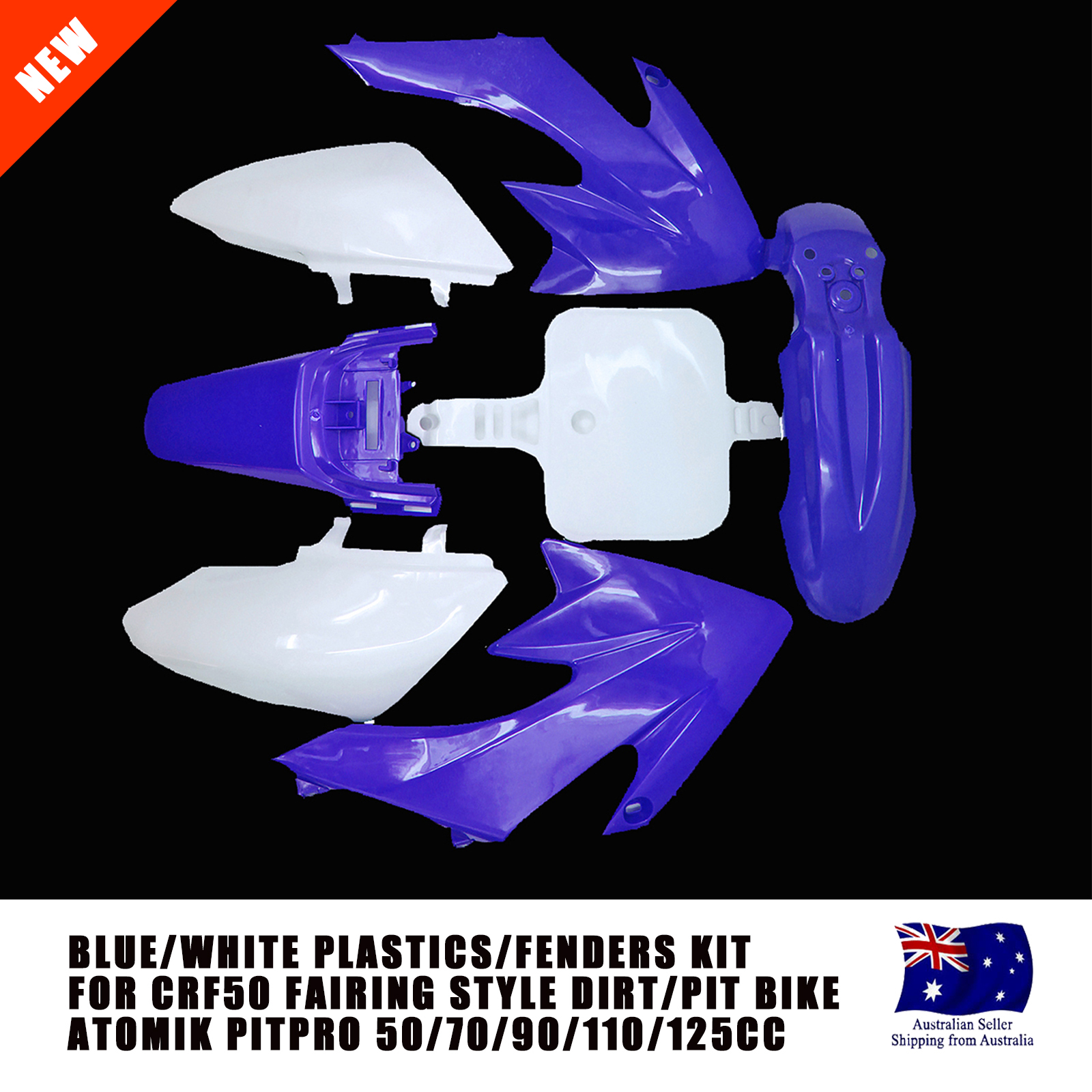 BLUE HONDA CRF50 PLASTICS FAIRING PIT BIKE 50/70/90/110/125CC FOR ATOMIK PITPRO