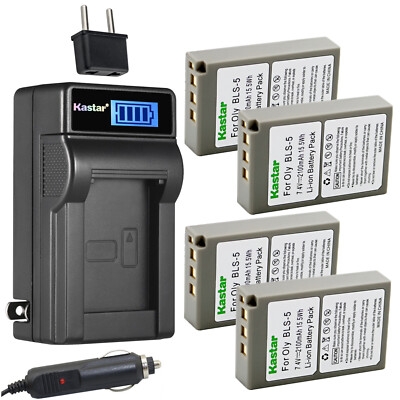 Kastar Battery LCD AC Charger for Olympus BLS-5 & Olympus E-400 E400 Camera