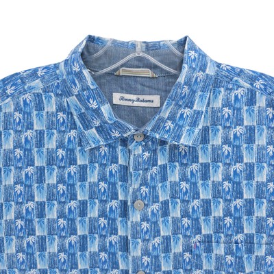 TOMMY BAHAMA  Piccolo Palms Camp Shirt Tencel Lyocell Cotton Tropical LARGE