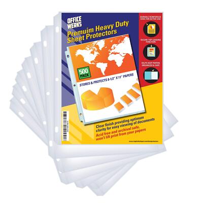500 Pack of Heavyweight Sheet Protectors, 8.5'' X 11'' Heavy Duty Clear, Plasti...