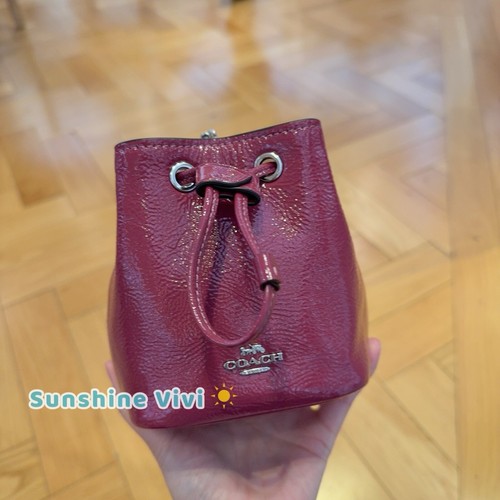 NWT Coach Drawstring Wristlet Pouch Bag in Silver/Pink