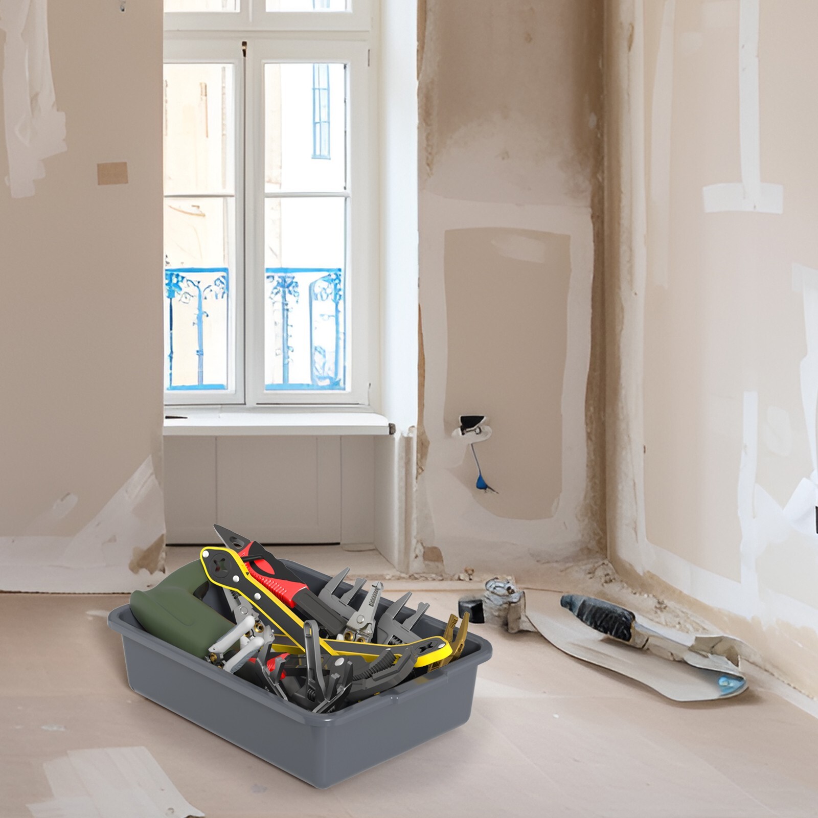 Cand 12-Pack 13 L Commercial Bus Box, Plastic Bus Tub/Wash Basin, Gray