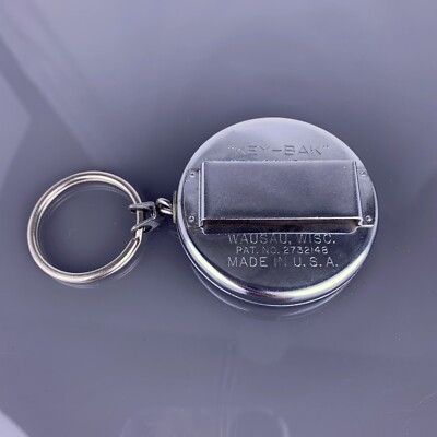 Vintage Key-Bak Retractable Stainless Chain Key Ring Belt Loop Fits up to 1.5 