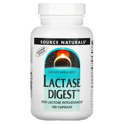 Source Naturals Lactase Digest, 180 вегетарианских капсул, без молока, без яиц, без