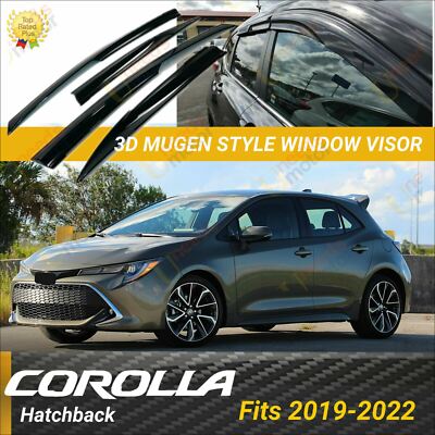 Fits Corolla Hatchback 19-24 3D Mugen Vent Window Visors Sun Guard Deflectors