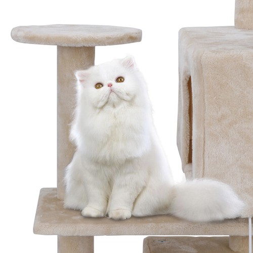53" Cat Tree Furniture Kitten House Play Tower Scratcher Beige Condo Post Bed