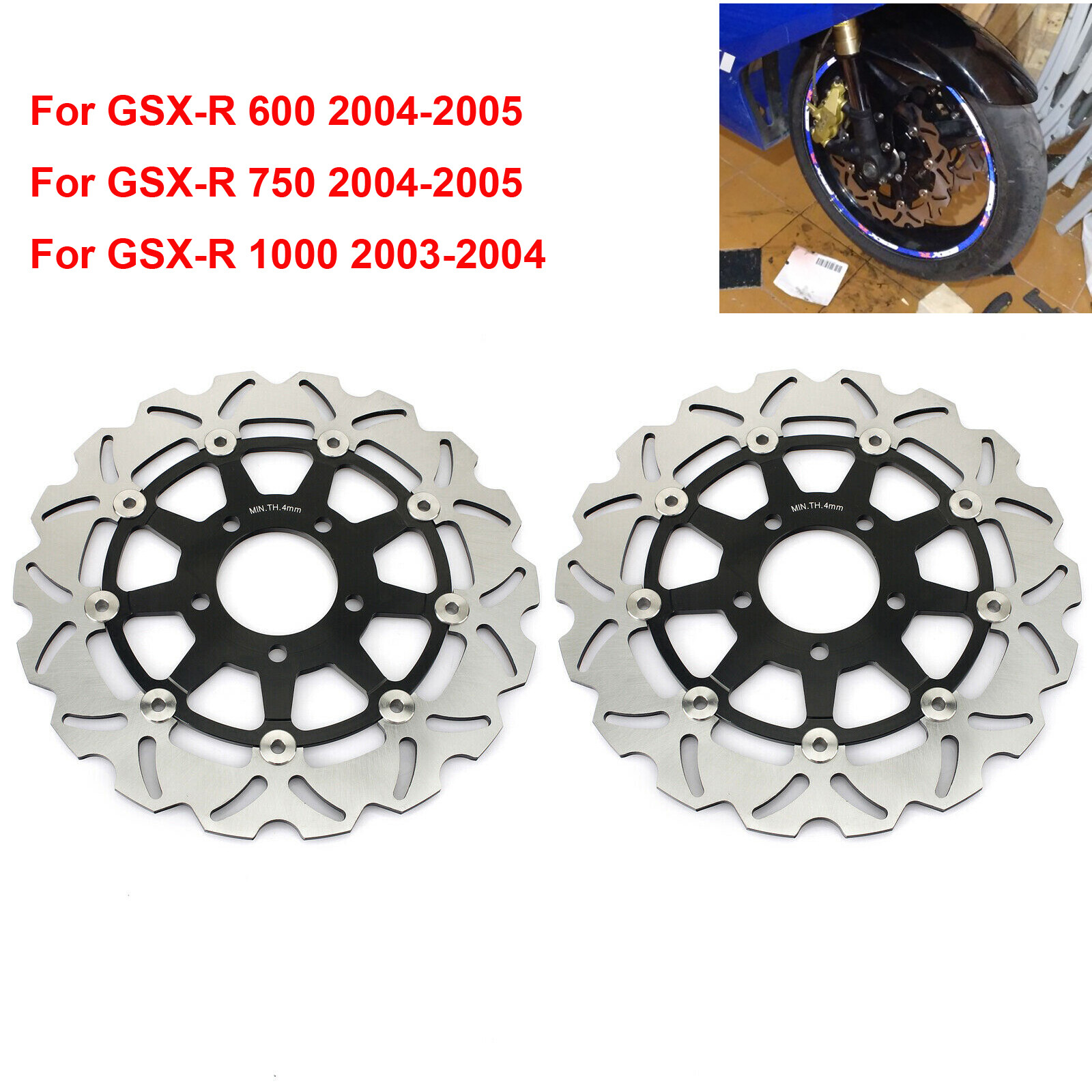 ECLAY Bremsbeläge Für Suzuki GSXR 600/750 & TL1000S (1997-2003) - Vorne & Hinten, Geslitzt, Hochtemperaturbeständig