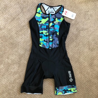 SLS3 Women's Triathlon Slim Athletic Fit One Piece Swim Suit, Black, Size M NEW