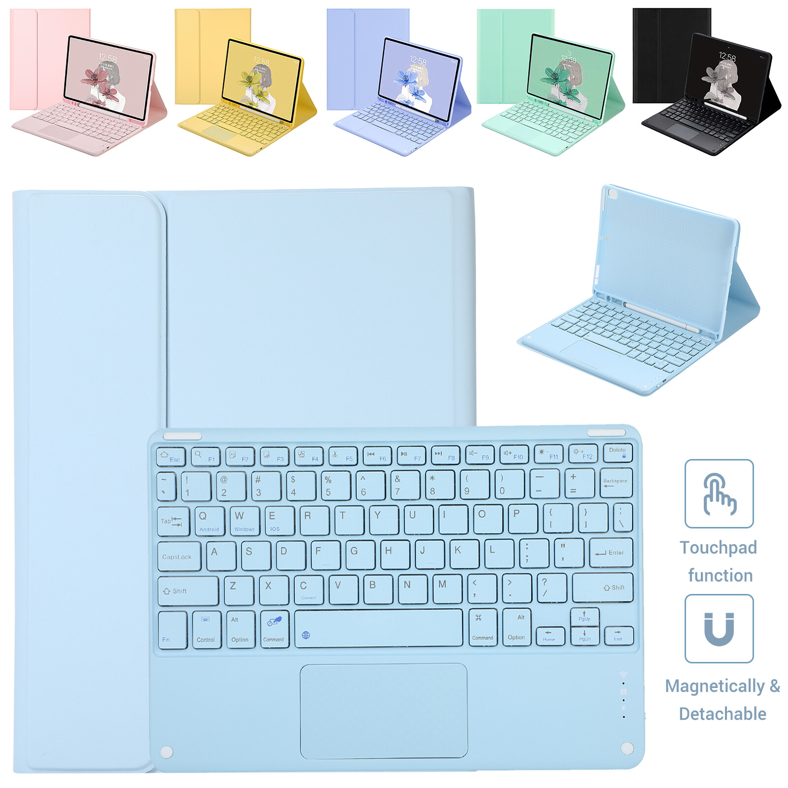 Trackpad Wireless Keyboard Stand Case Cover For iPad 5/6/7/8