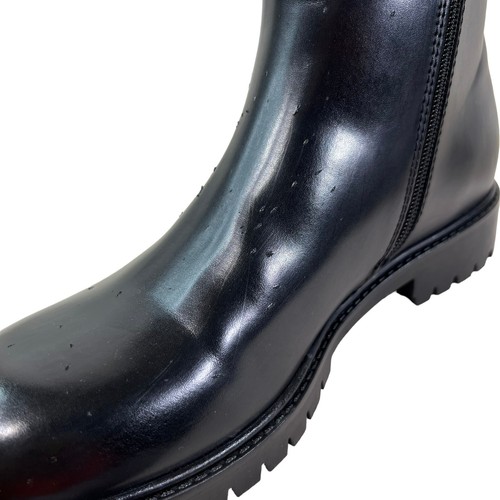Guess Men's Size 8 Biker Boots Inner Side Zipper Black Faux Leather Lug Sole NEW