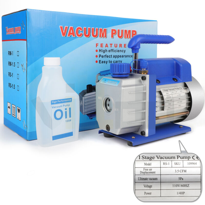 3.5cfm 1/4hp Rotary Vane Deep Vacuum Pump Hvac Ac Air Refrigerant