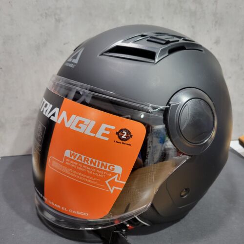 TRIANGLE Men's Open Face Helmet Motorcycle Helmet Moped Scooter Black Size S