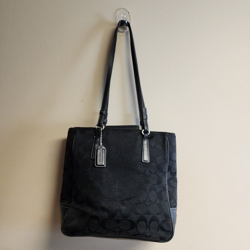 COACH Vintage Black Mini Canvas Tote Signature Monagrammed