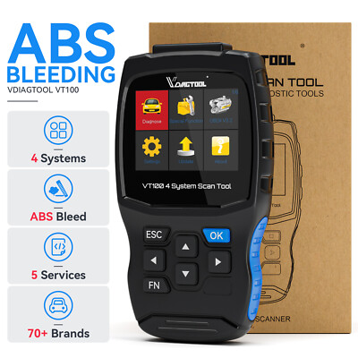 4 Systems OBD2 Code Reader Car Scanner Check Engine Diagnostic Tool ABS SRS 