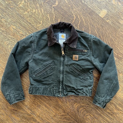 Y2K Carhartt Green Detroit Jacket Fleece Lined Boys YYJ97 Y2K Carhartt Green Detroit Jacket Fleece Lined Boys YYJ97