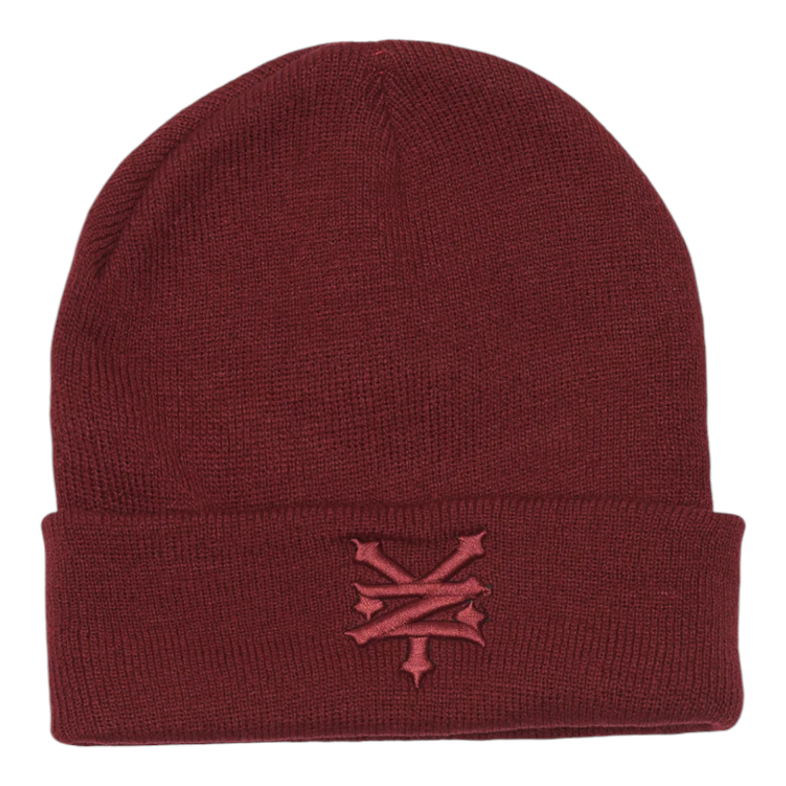 Zoo York Tonal Logo Cuffed Beanie Toque Knit Hat - Burgundy